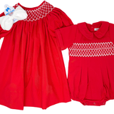 Joseph Smocked Bubble - Red Boys Bubbles + Rompers Sweet Dreams