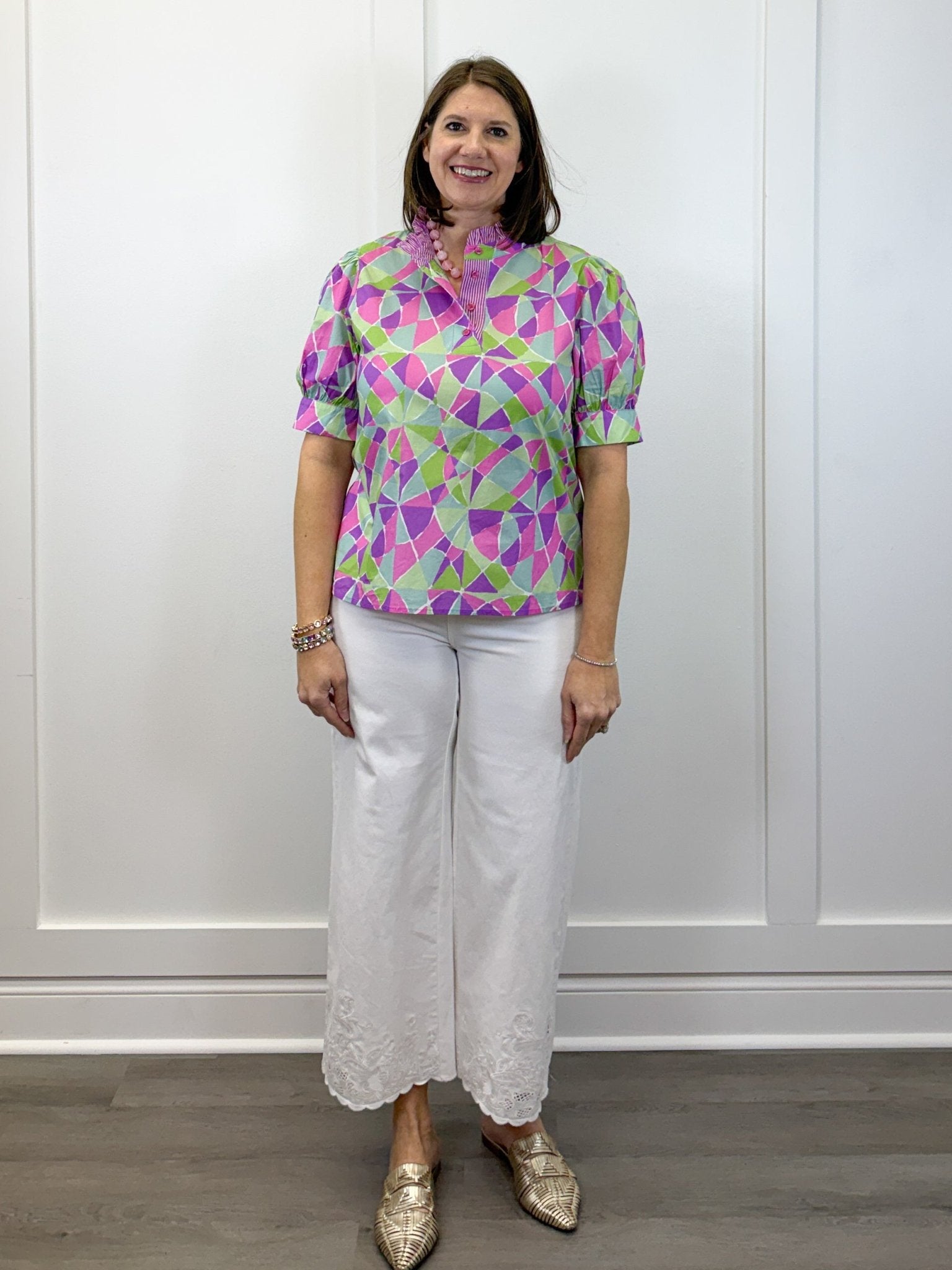 Kaleido Bloom Blouse - Purple Mix Tops Jodifl