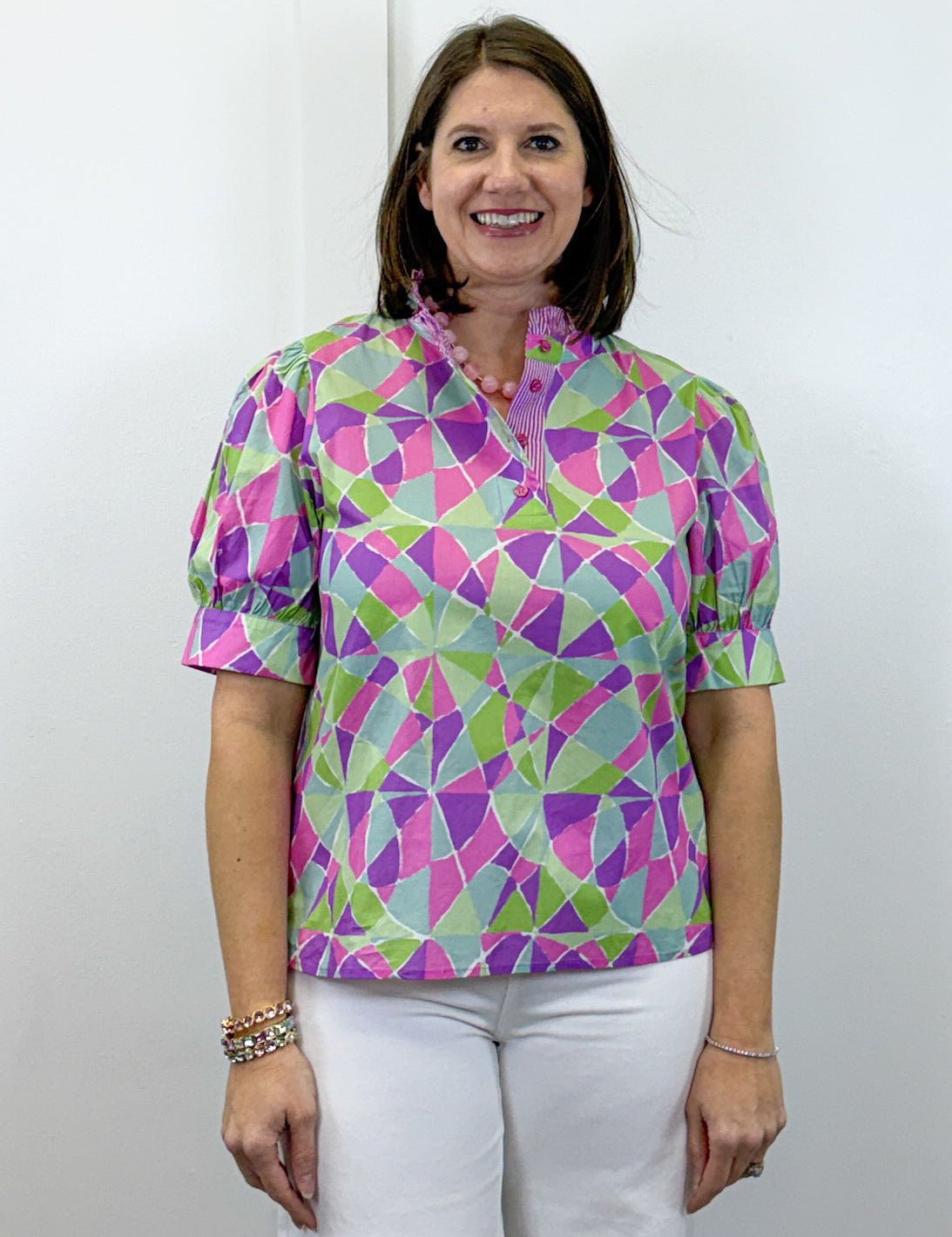 Kaleido Bloom Blouse - Purple Mix Tops Jodifl