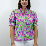 Kaleido Bloom Blouse - Purple Mix Tops Jodifl