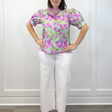 Kaleido Bloom Blouse - Purple Mix Tops Jodifl