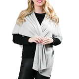 Katie Knit Keyhole Wrap - Metallic Silver Outerwear Top It Off