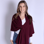 Katie Knit Solid Color Keyhole Shawl Wrap - Bordeaux Outerwear Top It Off