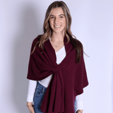 Katie Knit Solid Color Keyhole Shawl Wrap - Bordeaux Outerwear Top It Off