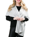 Katie Knit Solid Color Keyhole Shawl Wrap - Metallic Silver Outerwear Top It Off