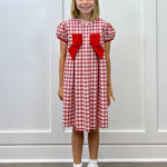 Kenzie Bow Dress - Christmas Plaid Girls Occasion Dresses Banana Split