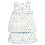 Keystone Top - Blue Tulip Block Print Girls Tops + Tees Bisby