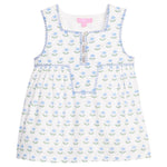 Keystone Top - Blue Tulip Block Print Girls Tops + Tees Bisby