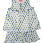 Keystone Top - Blue Tulip Block Print Girls Tops + Tees Bisby