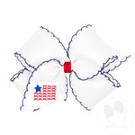 King Embroidered Moonstitch Bow - Flag Kids Hair Accessories Wee Ones