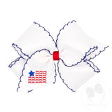 King Embroidered Moonstitch Bow - Flag Kids Hair Accessories Wee Ones