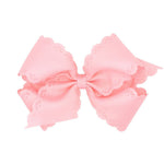 King Eyelet Embossed Grosgrain Bow - Lt. Pink Kids Hair Accessories Wee Ones