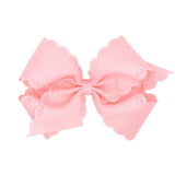 King Eyelet Embossed Grosgrain Bow - Lt. Pink Kids Hair Accessories Wee Ones