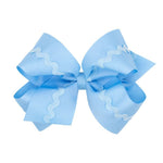 King Grosgrain Bow w/ Ric Rac - Blue - Sugar Babies Children's Boutique/Meg's Shoppe