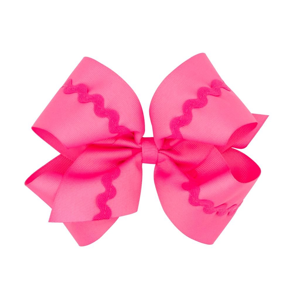 King Grosgrain Bow w/ Ric Rac - Hot Pink - Sugar Babies Children's Boutique/Meg's Shoppe