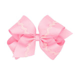 King Grosgrain Bow w/ Ric Rac - Pearl Pink Kids Hair Accessories Wee Ones