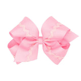 King Grosgrain Bow w/ Ric Rac - Pearl Pink Kids Hair Accessories Wee Ones