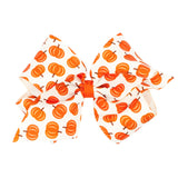 King Harvest Print Bow - Pumpkin/White Kids Hair Accessories Wee Ones