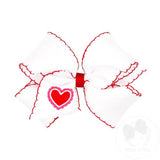 King Moonstitch Bow w/ Heart - White w/ Red Kids Hair Accessories Wee Ones
