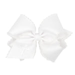 King Moonstitch Grosgrain Bow w/ Cross Embroidery - White Kids Hair Accessories Wee Ones