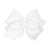 King Moonstitch Grosgrain Bow w/ Cross Embroidery - White Kids Hair Accessories Wee Ones