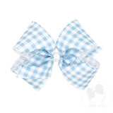 King Moonstitch Print Bow - Millennium Blue Gingham Kids Hair Accessories Wee Ones