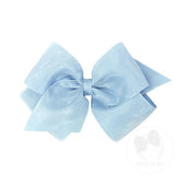 King Organza & Grosgrain Overlay Bow - Blue Kids Hair Accessories Wee Ones
