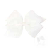 King Organza & Grosgrain Overlay Bow - White Kids Hair Accessories Wee Ones