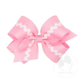 King Ric Rac Lined Grosgrain Bow - Pearl Pink Kids Hair Accessories Wee Ones