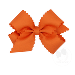 King Scalloped Edge Grosgrain Bow - Pumpkin Kids Hair Accessories Wee Ones