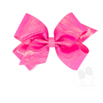 King Sheer Iridescent and Grosgrain Overlay Bow - Hot Pink Kids Hair Accessories Wee Ones