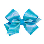 King Sheer Iridescent and Grosgrain Overlay Bow - Island Blue Kids Hair Accessories Wee Ones