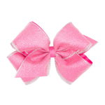 King Sparkle Overlay Bow - Hot Pink/Silver Kids Hair Accessories Wee Ones