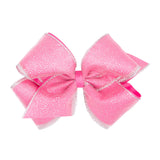 King Sparkle Overlay Bow - Hot Pink/Silver Kids Hair Accessories Wee Ones