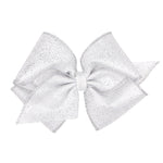 King Sparkle Overlay Bow - White/Silver Kids Hair Accessories Wee Ones