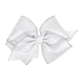 King Sparkle Overlay Bow - White/Silver Kids Hair Accessories Wee Ones