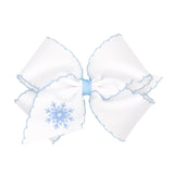 King White Bow w/ Millennium Blue Moonstitch - Snowflake Kids Hair Accessories Wee Ones