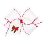 King White Bow w/ Red Moonstitch - Bow Embroidery Kids Hair Accessories Wee Ones