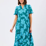 Kinsley Dress - Lagoon Bloom Ocean Long Dresses Mary Square