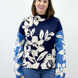 Knit Jacquard Funnel Neck Sweater - Sapphire Sweaters Tribal