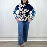 Knit Jacquard Funnel Neck Sweater - Sapphire Sweaters Tribal