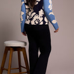 Knit Jacquard Funnel Neck Sweater - Sapphire Sweaters Tribal