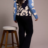 Knit Jacquard Funnel Neck Sweater - Sapphire Sweaters Tribal