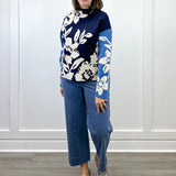 Knit Jacquard Funnel Neck Sweater - Sapphire Sweaters Tribal