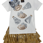 Krista Layered Skort - Gold Pleated - Sugar Babies Children's Boutique/Meg's Shoppe