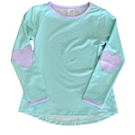 Kylie L/S Tee - Cool Mint/Petal Purple Girls Tops + Tees Set Athleisure
