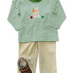 Lab w/ Leaves L/S T-Shirt - Green Stripe Boys Tees Luigi