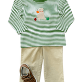 Lab w/ Leaves L/S T-Shirt - Green Stripe Boys Tees Luigi