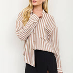 Latte Lines Button-Down Top - Sugar Babies Children's Boutique/Meg's Shoppe