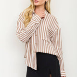 Latte Lines Button-Down Top - Sugar Babies Children's Boutique/Meg's Shoppe